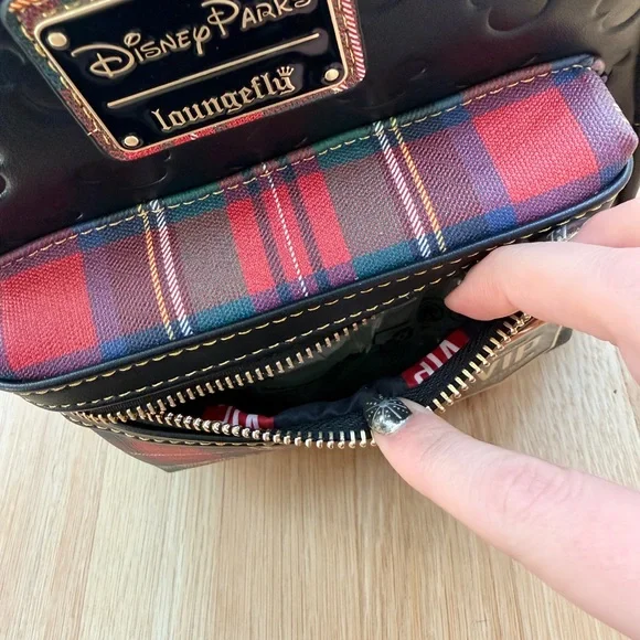 Loungefly Disney VIP Tour Plaid Mini Backpack with Gold Accents - new with tags